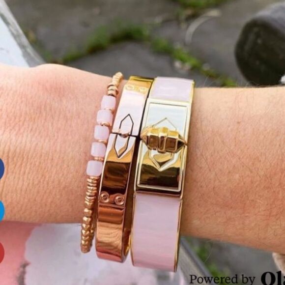 stella & dot ~ rebel bangle blush enamel bracelet - Picture 4 of 5